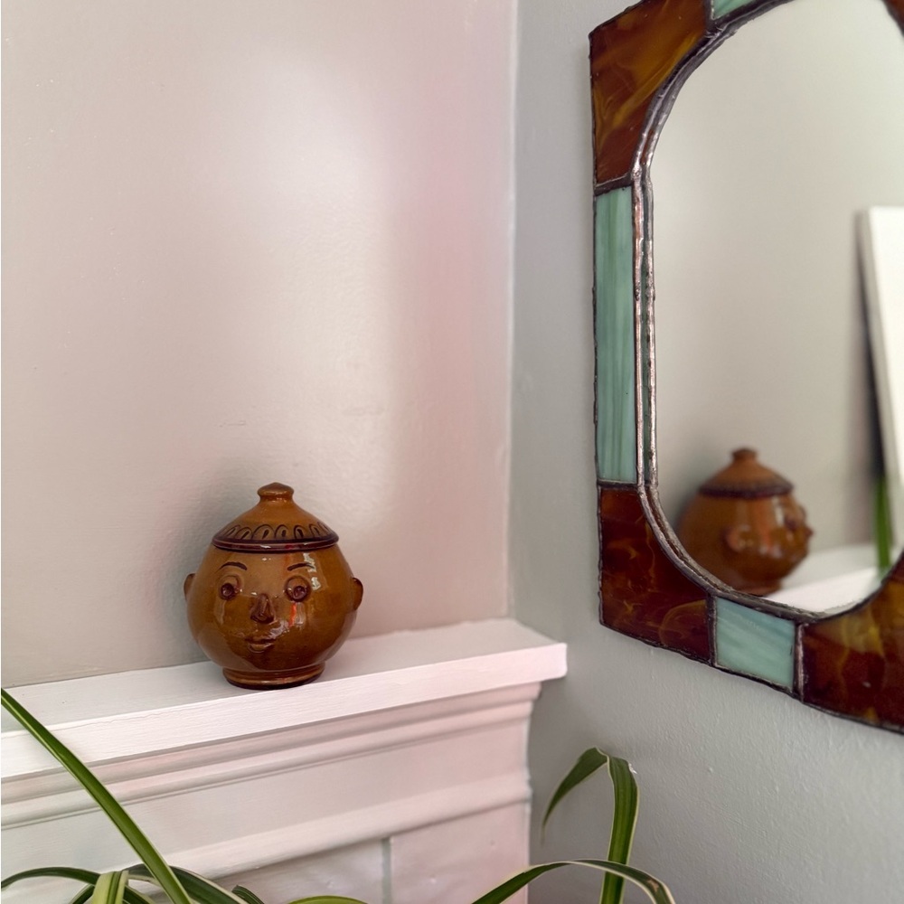 Handcrafted Brown Ceramic Face Jar - Picture 12 of 12